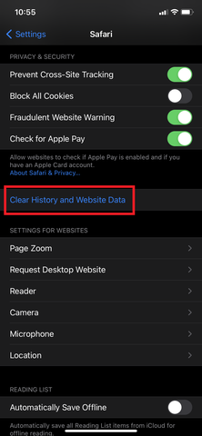 How to clear browser cache on iOS