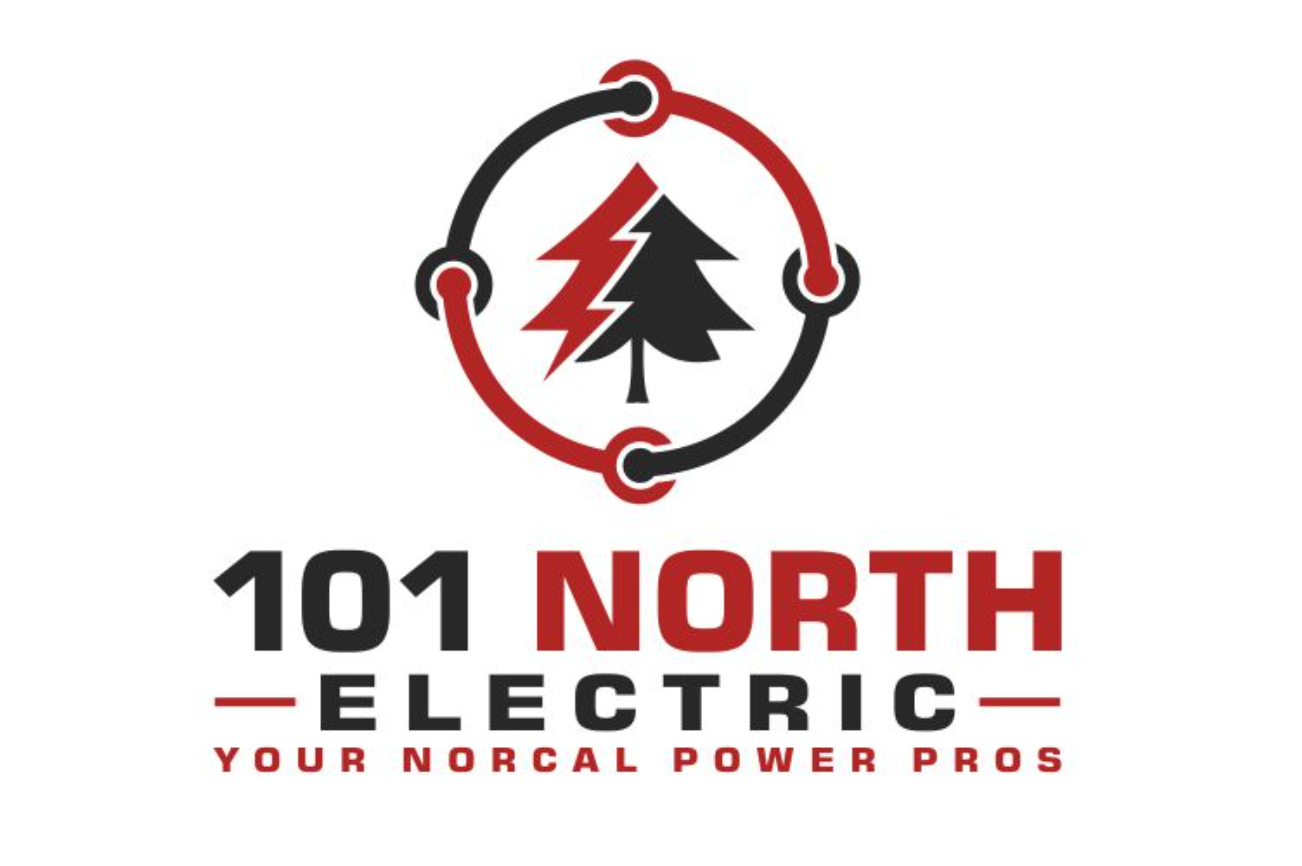 Logo Concepts: Logo for 101 North Electric featuring a tree and lightning bolt inside a red circular design. Text below reads: “101 North Electric - Your NorCal Power Pros.”. Perfect inspiration for J&J or Auto Body businesses too. Logo Concepts: Logo for 101 North Electric featuring a tree and lightning bolt inside a red circular design. Text below reads: “101 North Electric - Your NorCal Power Pros.”. Perfect inspiration for J&J or Auto Body businesses too.